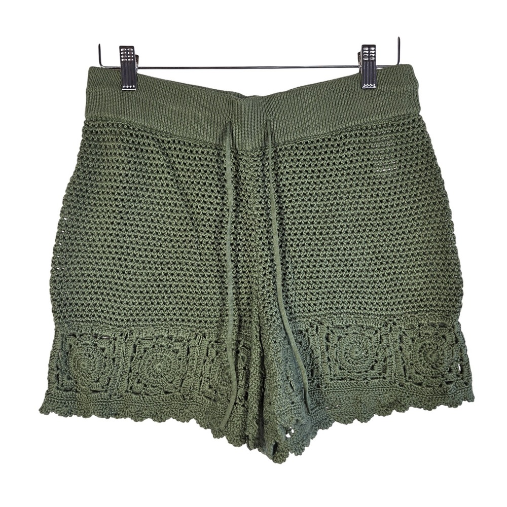 Rails Hydra Crochet Shorts Women Medium Dill Green Cotton Granny Square Boho